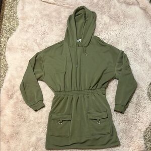 Olive Green Mini Sweatshirt Dress